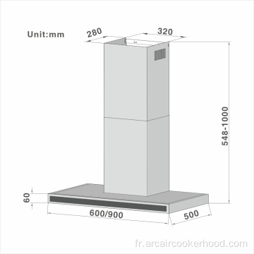 Cheminée à forme en T